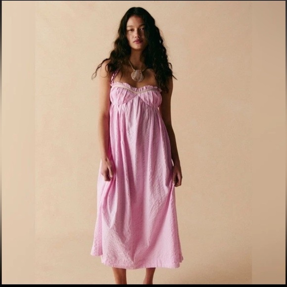 Free People Dresses & Skirts - Poppy Midi  Free-est Sleeveless Pink Cotton Dress NWT